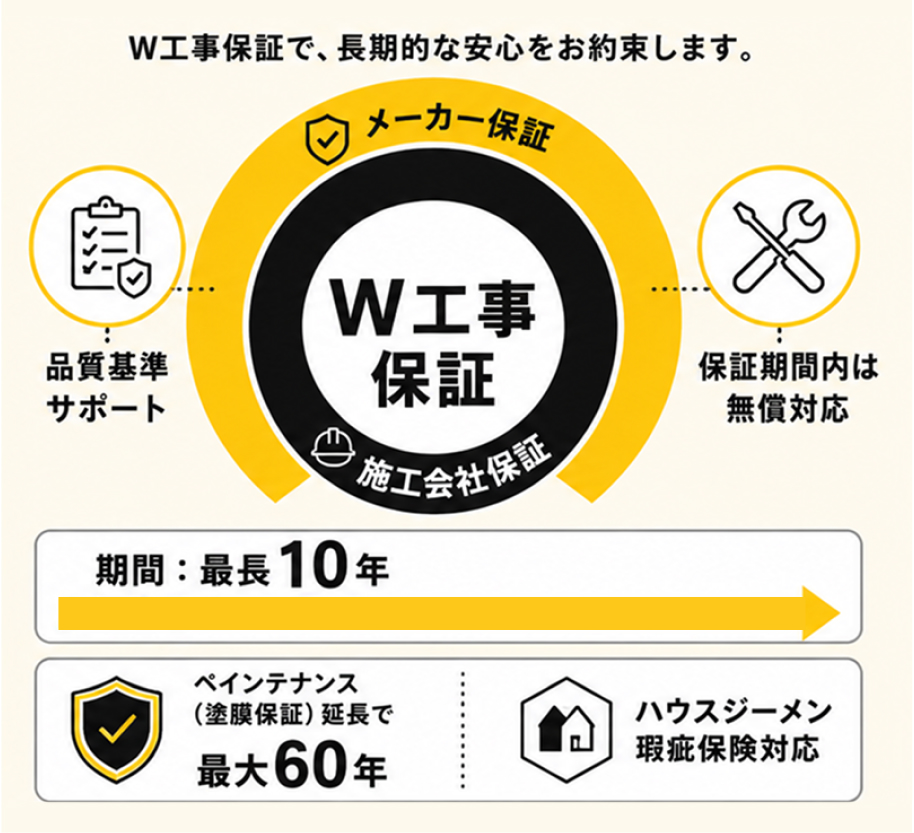 W工事保証 最長10年